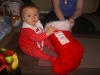 Aaron with his stocking that Grandma made